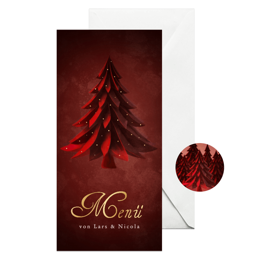 Menükarte Weihnachten Weihnachtsbaum Goldschrift - Karteneindruck
