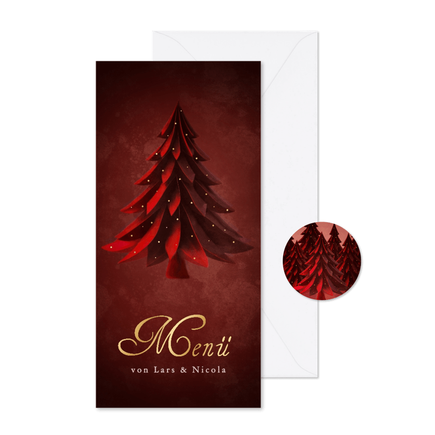 Menükarte Weihnachten Weihnachtsbaum Goldschrift - Karteneindruck
