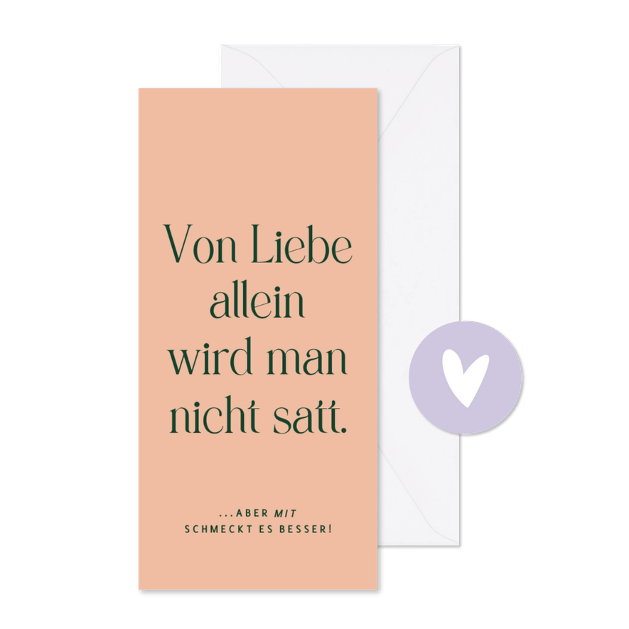 Menükarte witziger Spruch 'Liebe' - Karteneindruck
