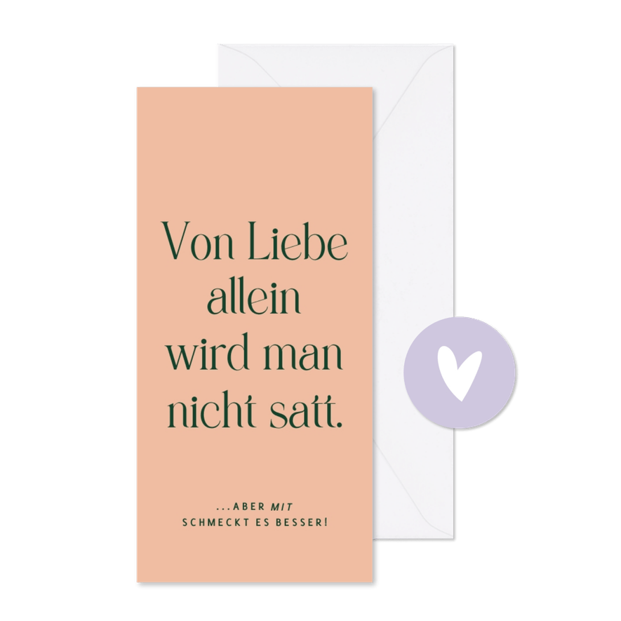 Menükarte witziger Spruch 'Liebe' - Karteneindruck