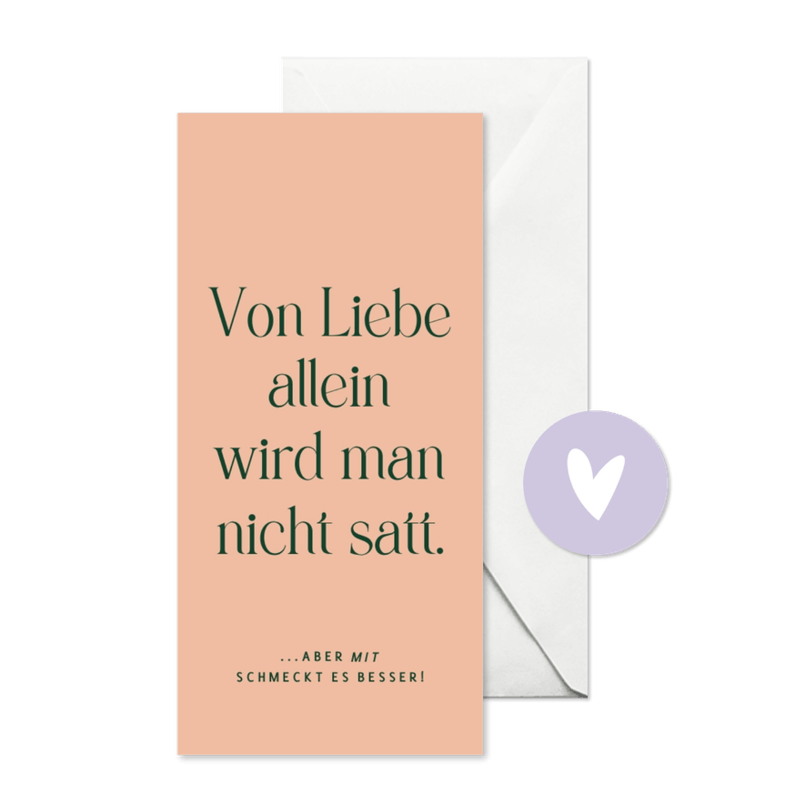 Menükarte witziger Spruch 'Liebe' - Karteneindruck