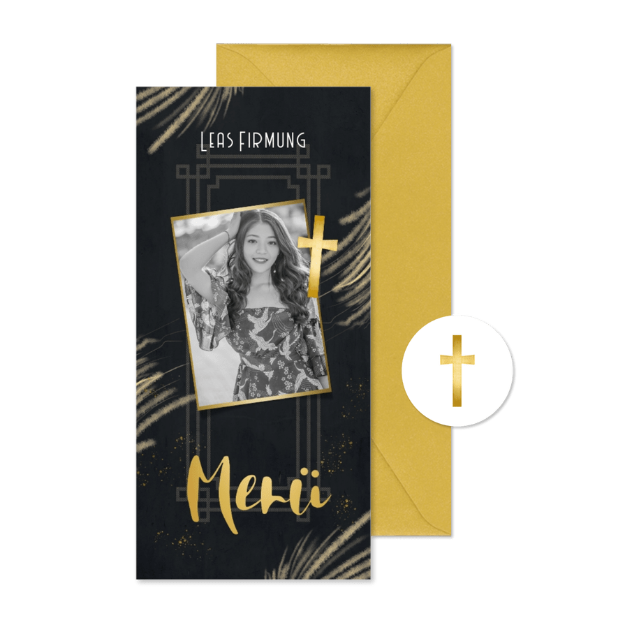 Menükarte zur Firmung Art Deco mit Foto - Karteneindruck
