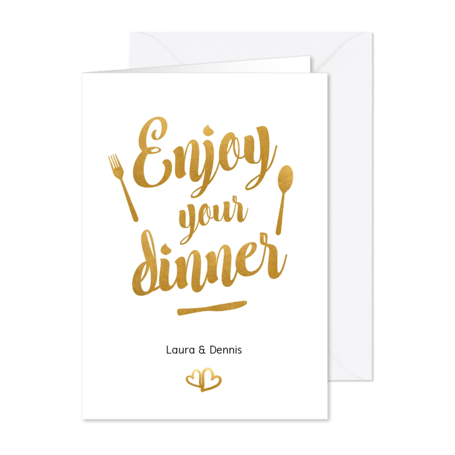 Menükarte zur Hochzeit Buchstaben in Goldlook - Karteneindruck