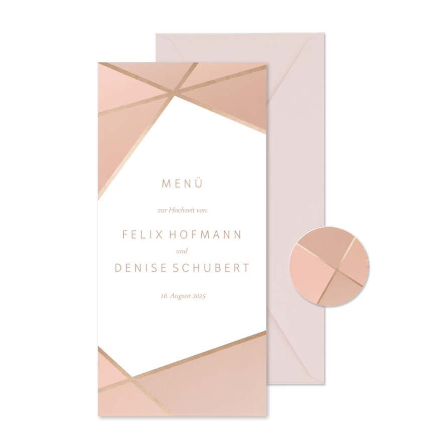Menükarte zur Hochzeit geometrisch - Karteneindruck