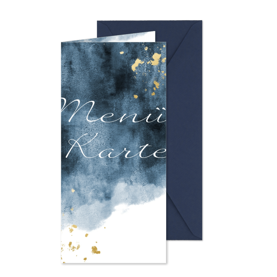 Menükarte zur Hochzeit mit eigenem Foto im Aquarelldesign - Karteneindruck