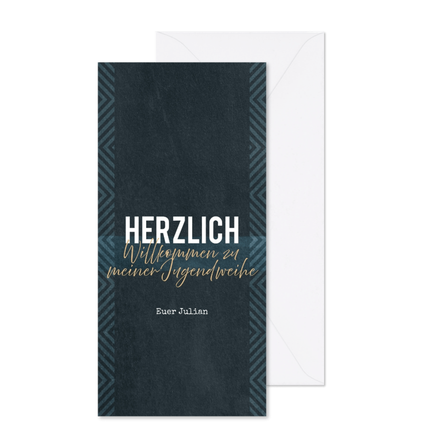 Menükarte zur Jugendweihe mit abstraktem Muster - Karteneindruck
