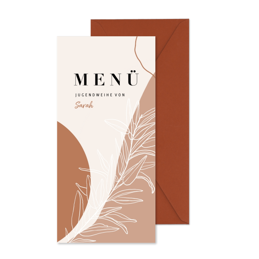 Menükarte zur Jugendweihe Pflanze abstrakt - Karteneindruck
