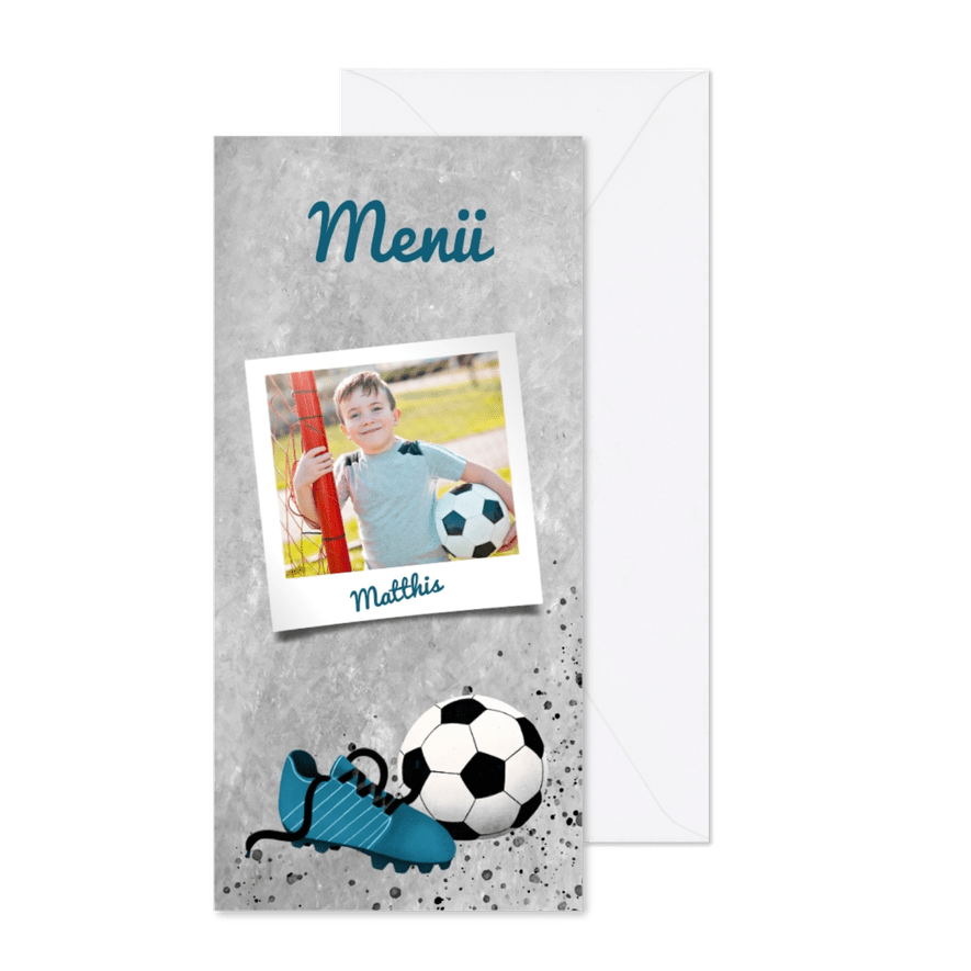 Menükarte zur Kommunion Foto & Fußball - Karteneindruck