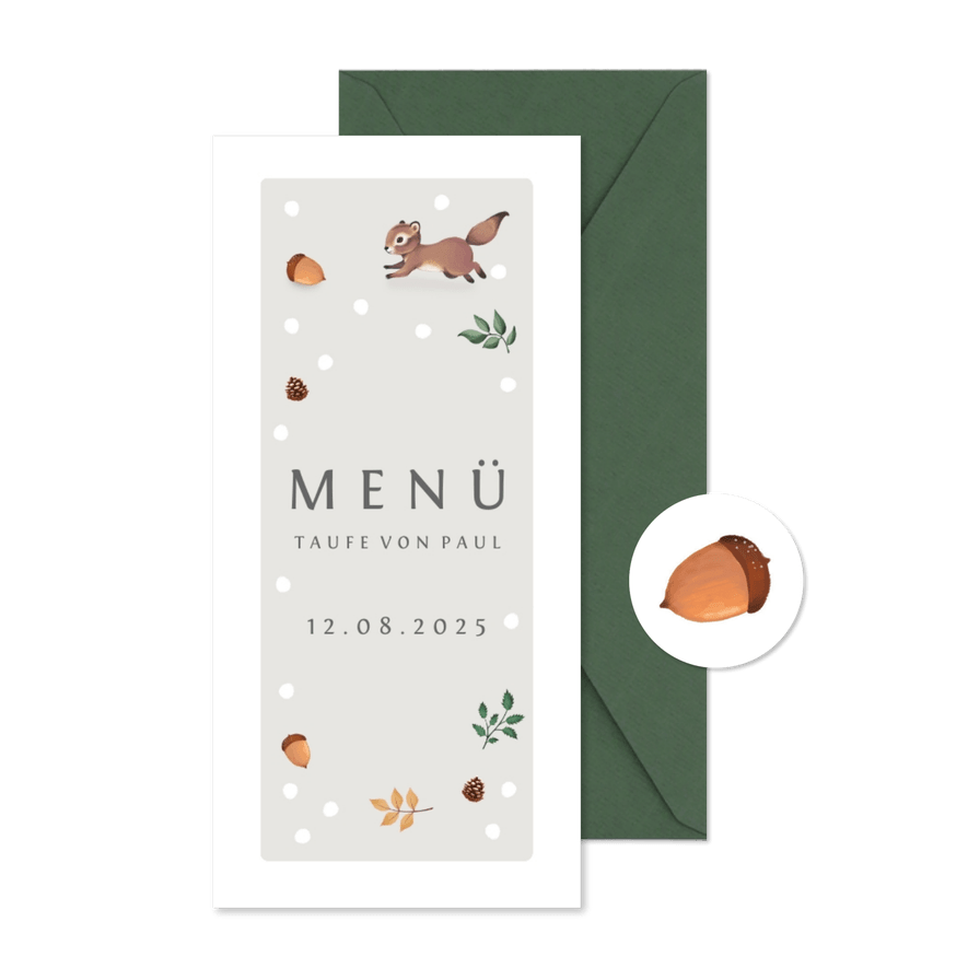 Menükarte zur Taufe Herbstlook - Karteneindruck
