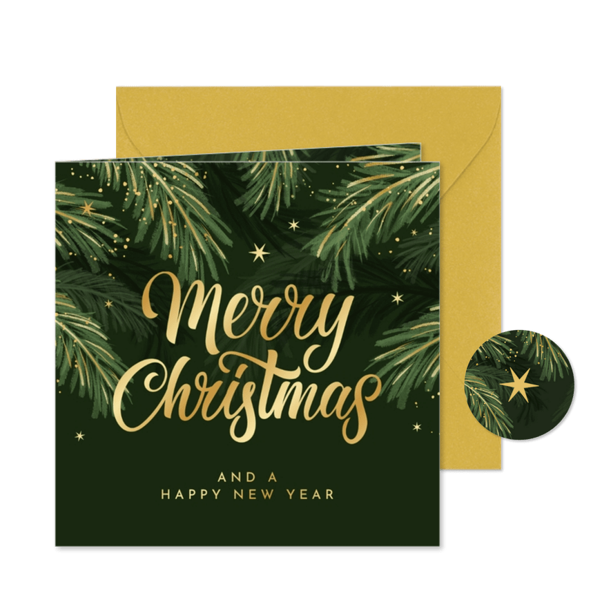 Merry Christmas Tannenzweige geschäftliche Weihnachtsgruß - Kartenvorschau