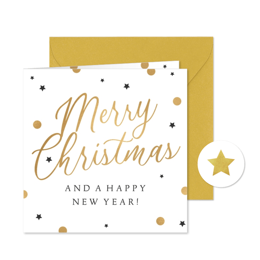 Merry-Christmas-Weihachtskarte Punkte und Sterne - Karteneindruck