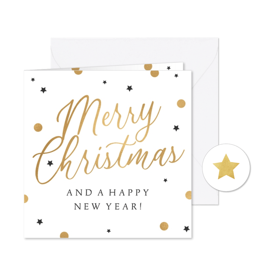 Merry-Christmas-Weihachtskarte Punkte und Sterne - Karteneindruck