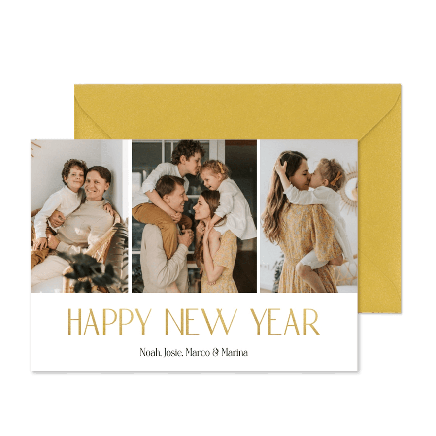 Minimalistische Neujahrskarte mit Fotocollage - Karteneindruck
