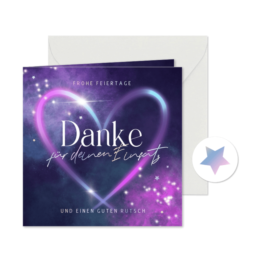 Mitarbeiter-Dankeskarte Weihnachten lila Herz - Karteneindruck