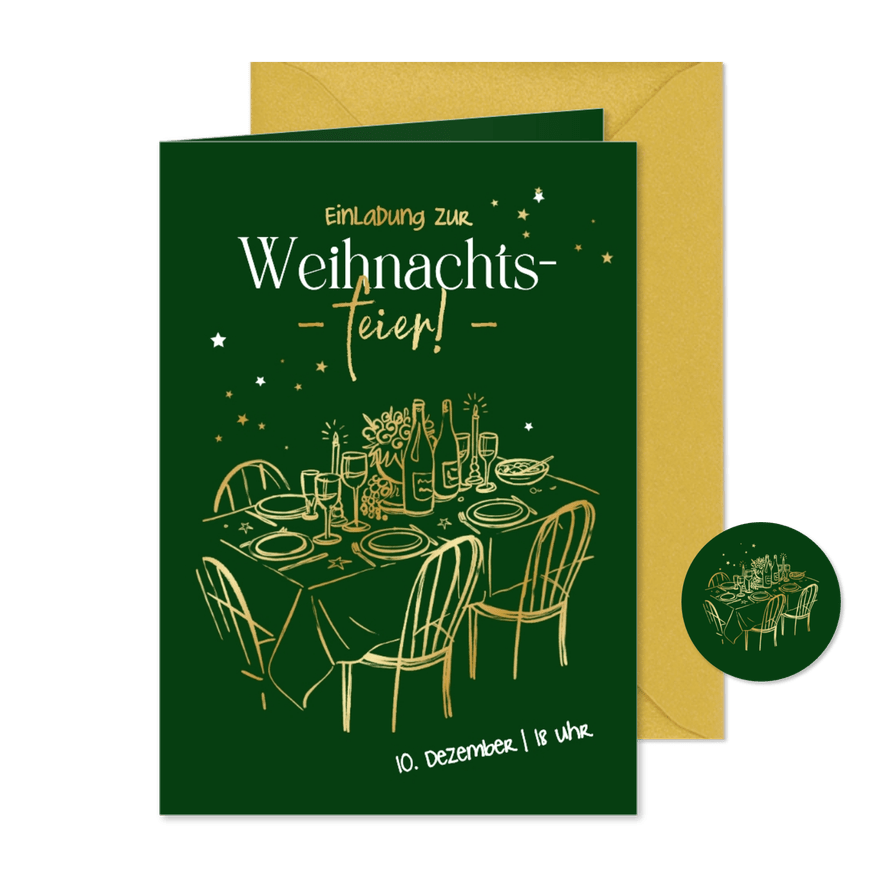 Mitarbeiter-Einladung zur Weihnachtsfeier festlicher Tisch - Kartenvorschau