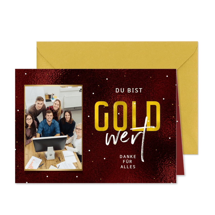 Mitarbeiter Weihnachtskarte 'Gold wert' - Karteneindruck