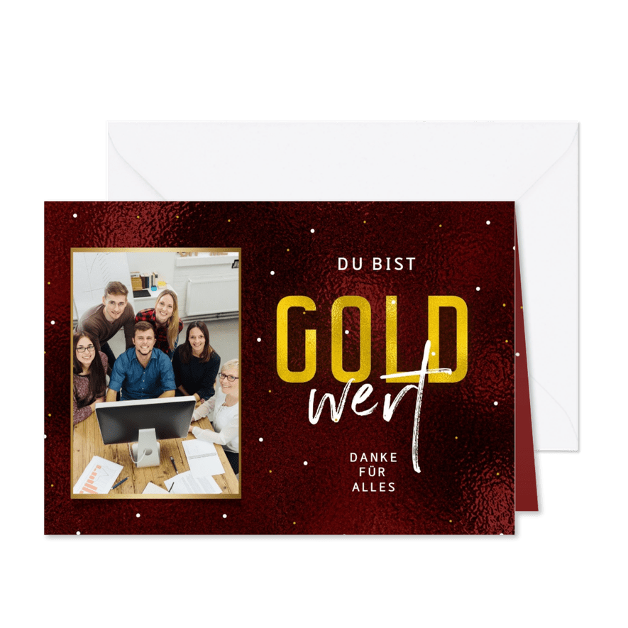 Mitarbeiter Weihnachtskarte 'Gold wert' - Karteneindruck
