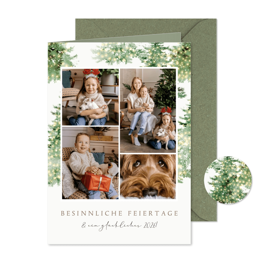 Moderne Fotocollage Weihnachtsbäume - Karteneindruck