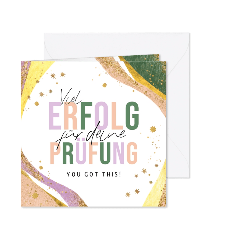 Moderne Grußkarte grafisch & bunt 'Viel Erfolg' - Karteneindruck