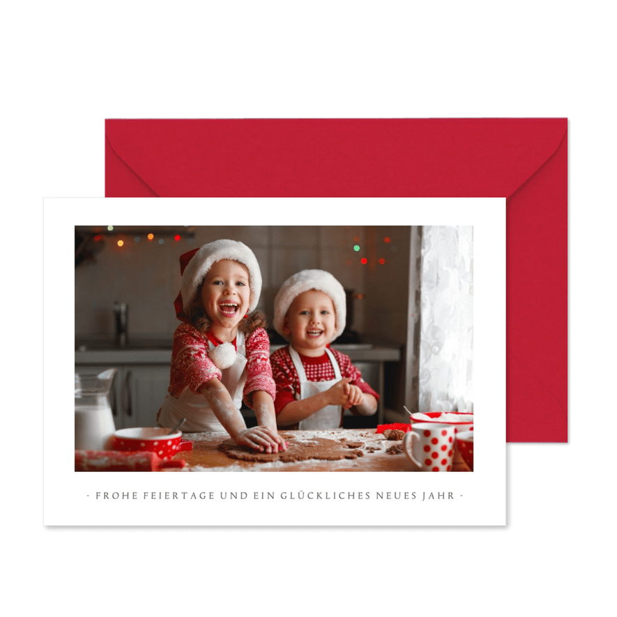Moderne Weihnachtskarte mit Foto - Karteneindruck

