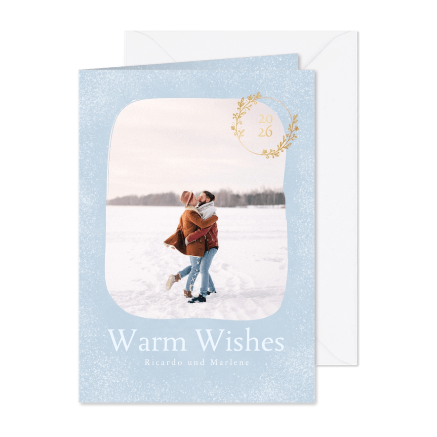Moderne Weihnachtskarte mit großem Foto - Karteneindruck
