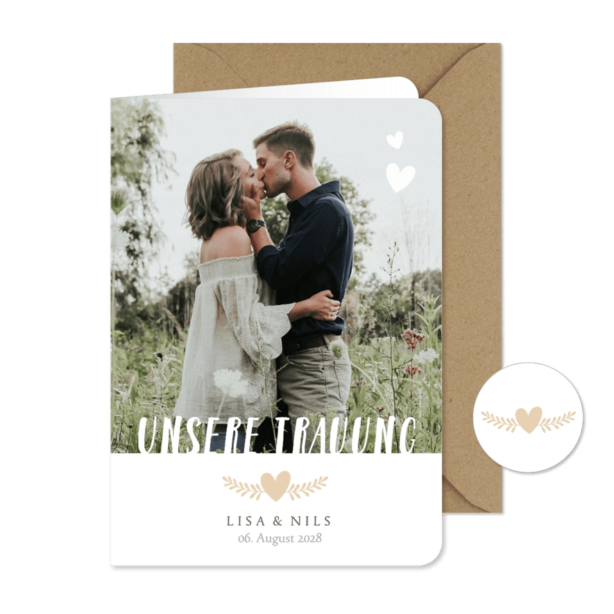 Modernes Kirchenheft Hochzeit großes Foto - Karteneindruck