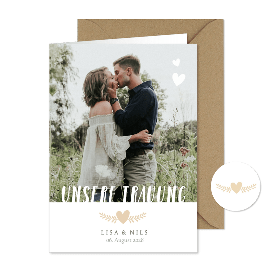 Modernes Kirchenheft Hochzeit großes Foto - Karteneindruck