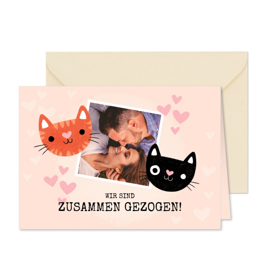 Neue Adresse Karte zusammenziehen Katzen - Karteneindruck