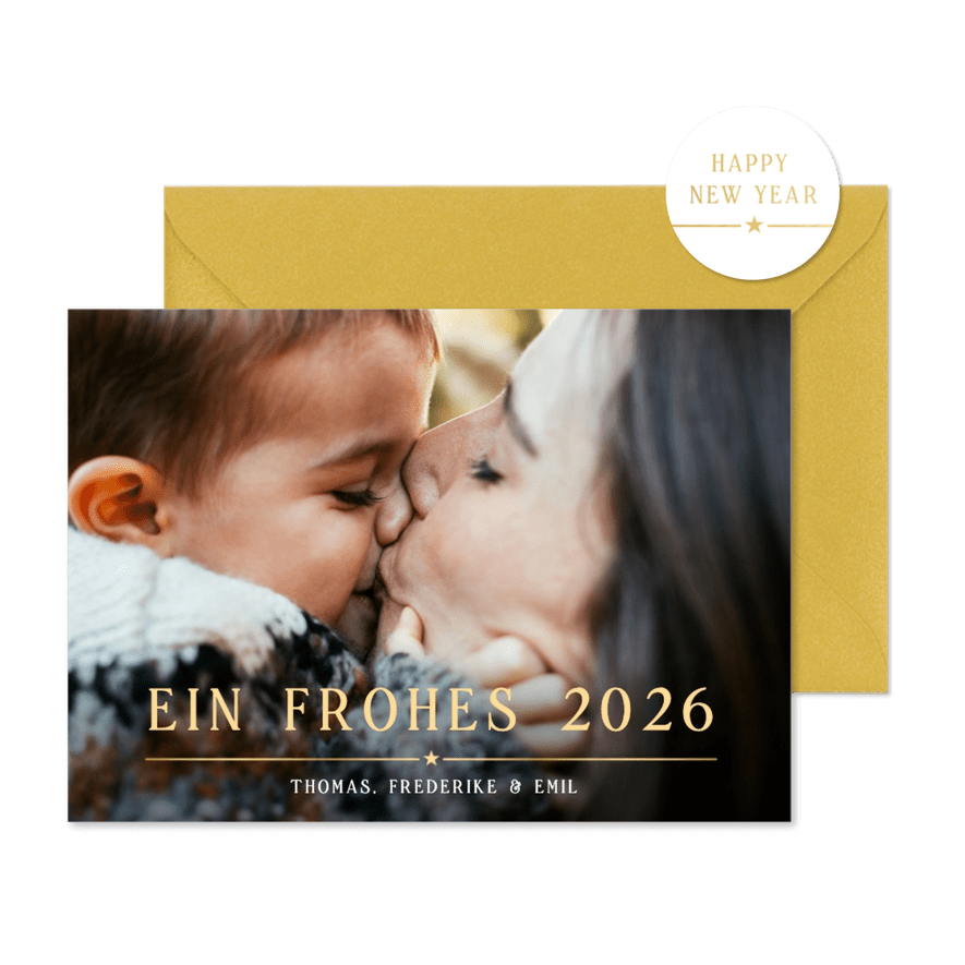 Neujahr-Fotokarte 'Eine frohes 2026' - Karteneindruck