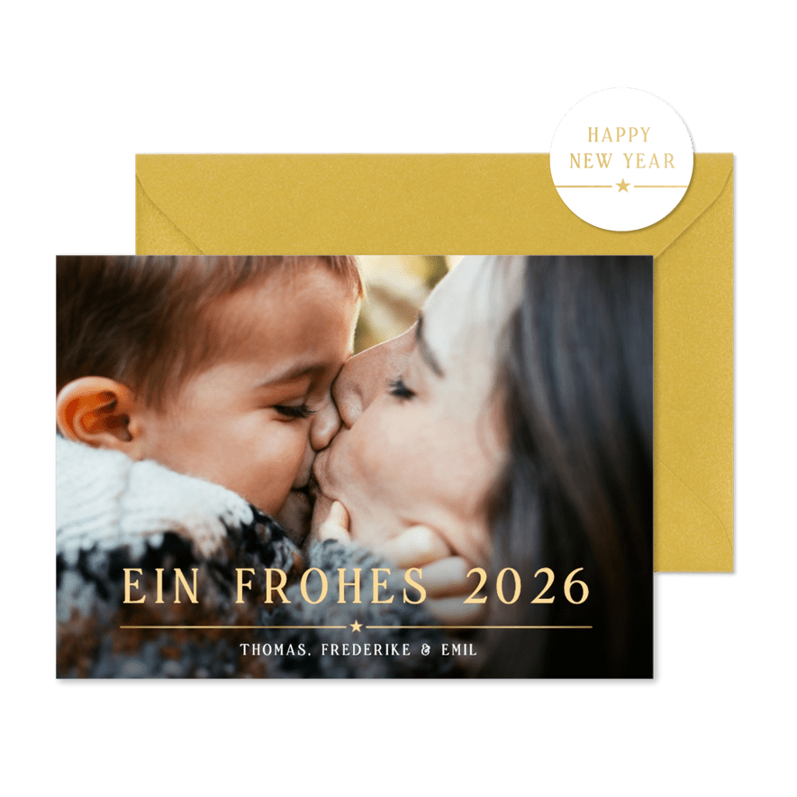Neujahr-Fotokarte 'Eine frohes 2026' - Kartenvorschau