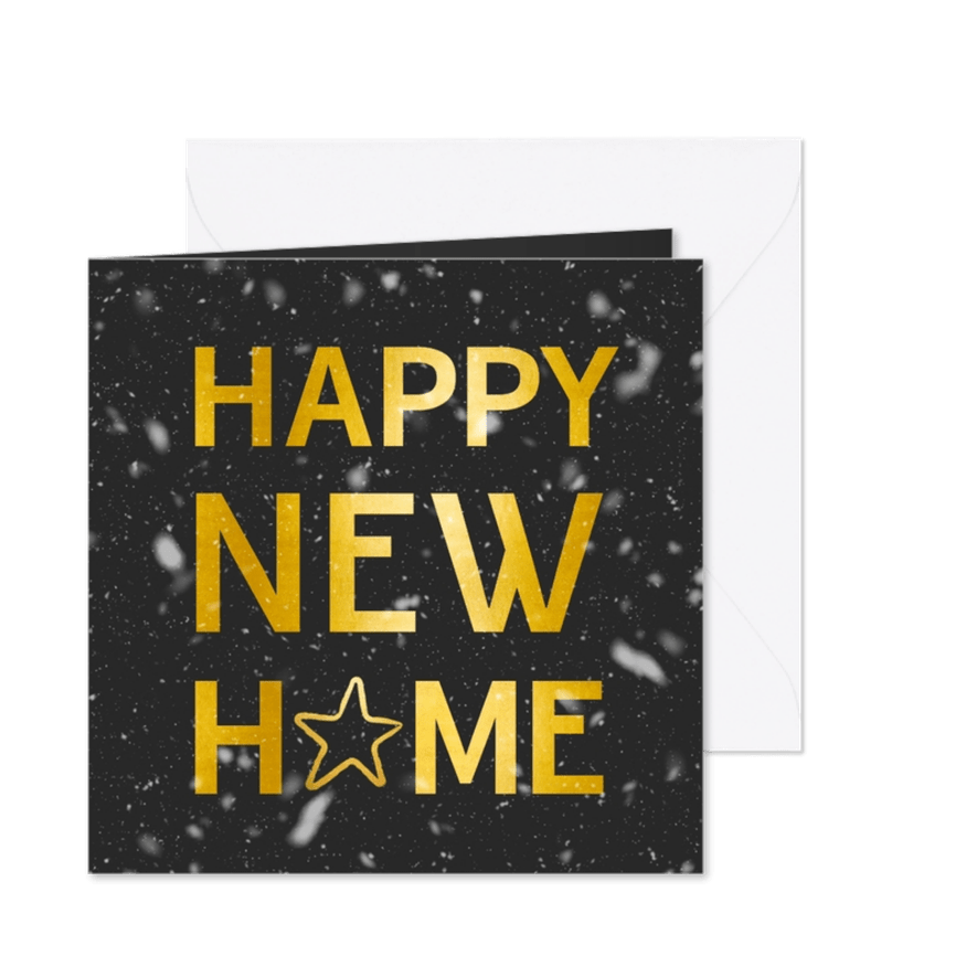 Neujahrs-Umzugskarte mit Typografie und Schnee - Karteneindruck