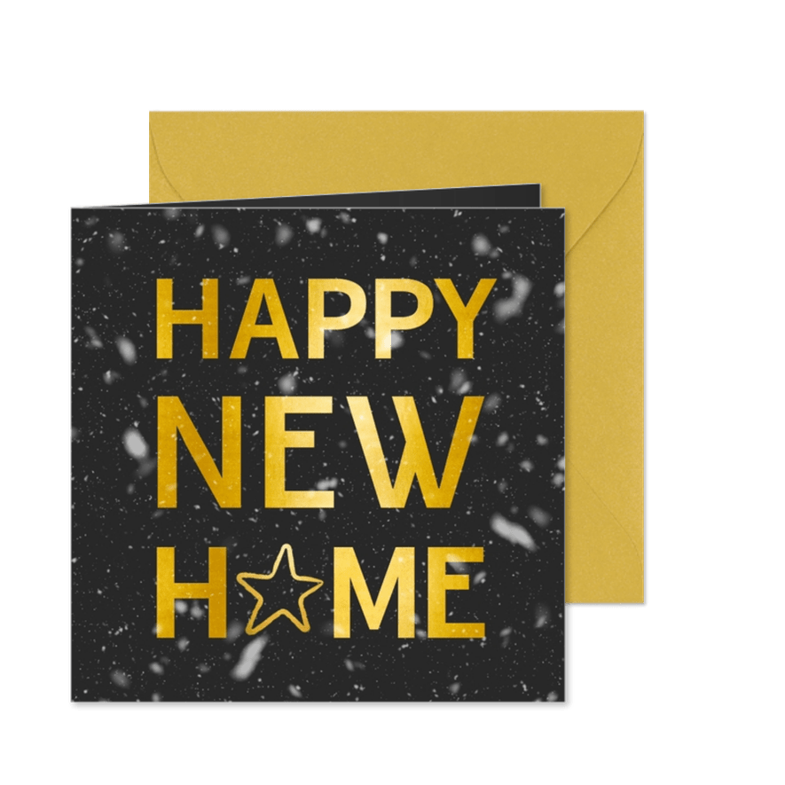 Neujahrs-Umzugskarte mit Typografie und Schnee - Karteneindruck