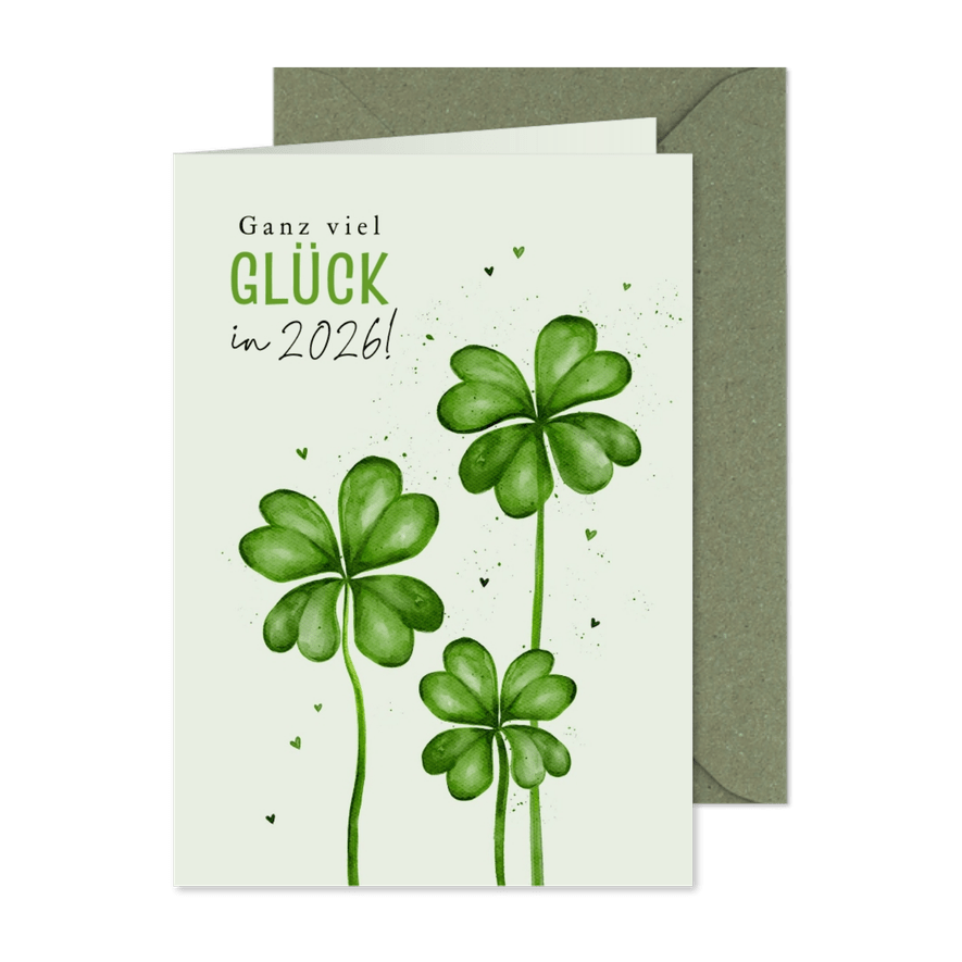 Neujahrsgrüße Glücksklee - Karteneindruck
