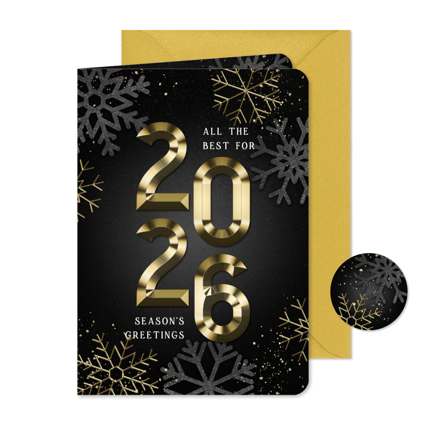Neujahrsgrüße international 2026 Goldlook - Karteneindruck
