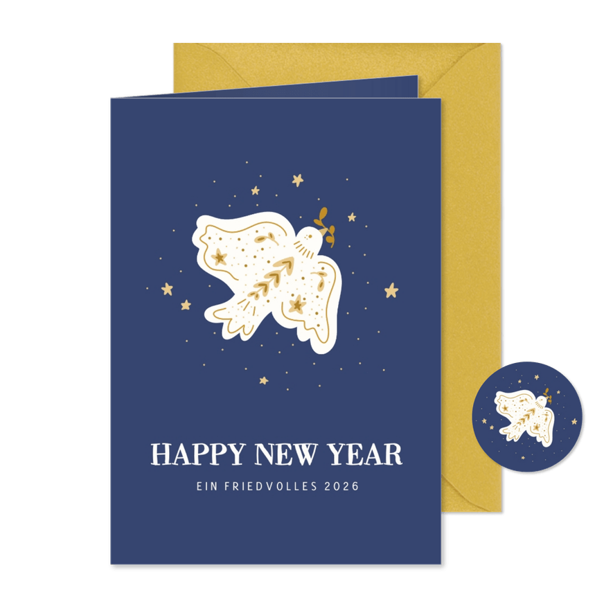 Neujahrsgrüße 'peace and love' - Karteneindruck