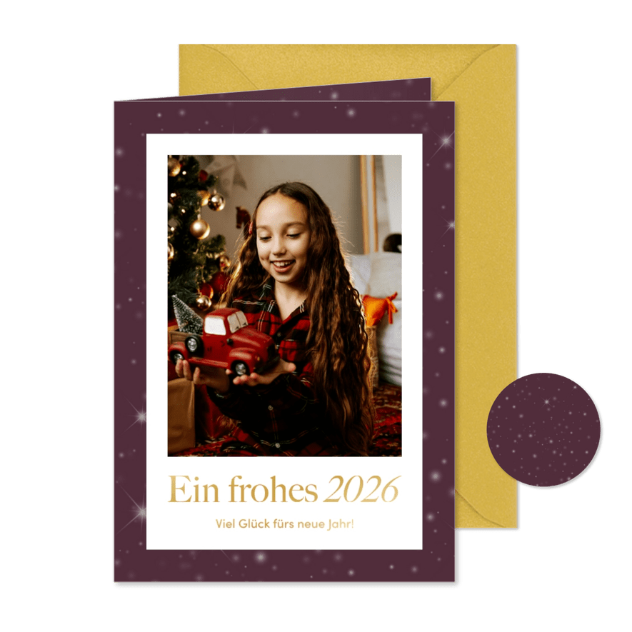 Neujahrsgrußkarte Foto 'Ein frohes 2026' - Karteneindruck
