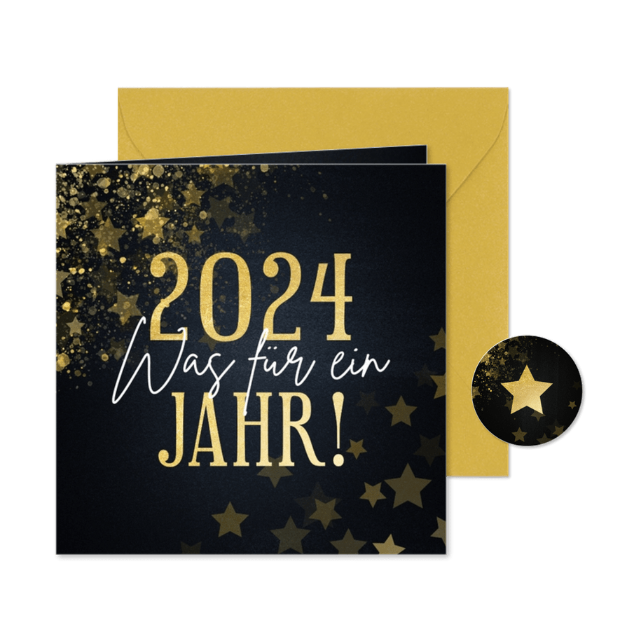 Neujahrskarte ' 2024 - Was für ein Jahr' - Karteneindruck
