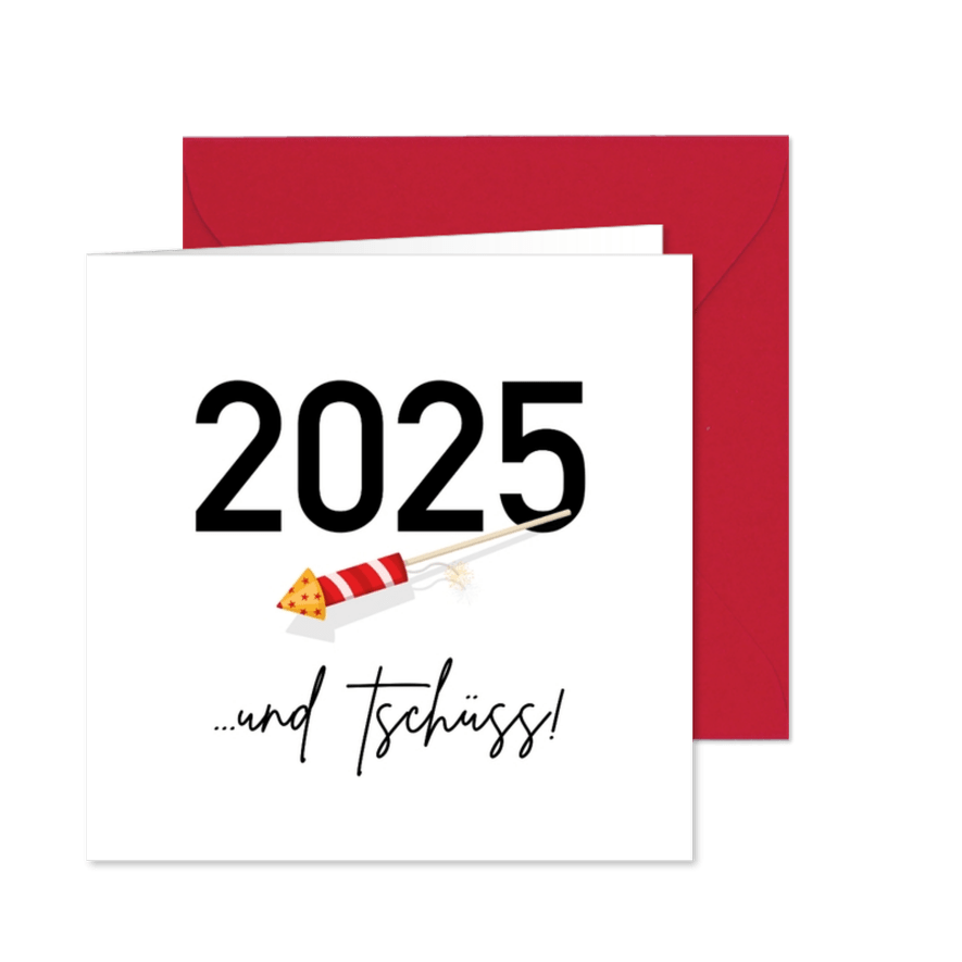 Neujahrskarte 2025 Silvesterrakete - Karteneindruck
