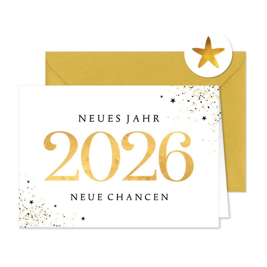 Neujahrskarte 2026 gold neues Jahr - Karteneindruck
