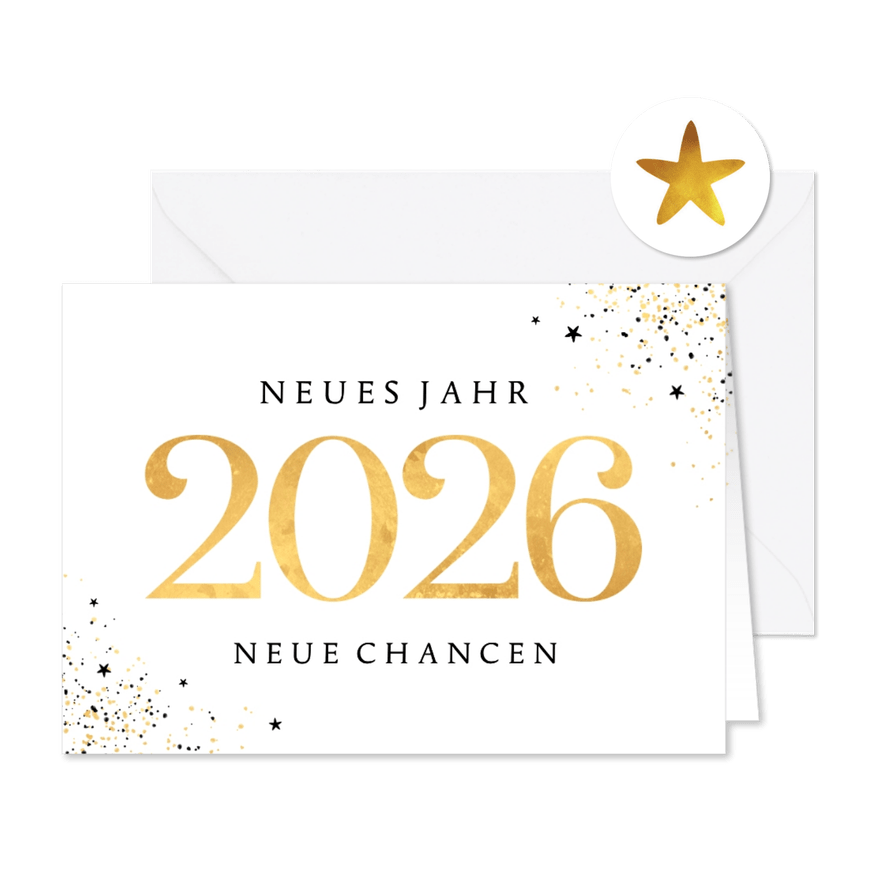 Neujahrskarte 2026 gold neues Jahr - Karteneindruck
