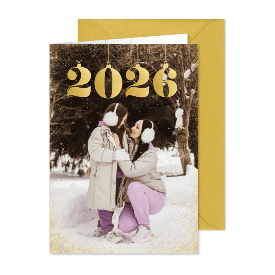 Neujahrskarte 2026 in Gold & Foto - Karteneindruck