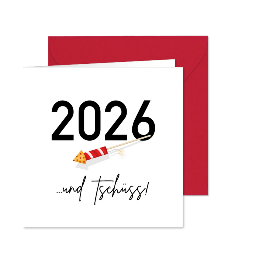 Neujahrskarte 2026 Silvesterrakete - Kartenvorschau
