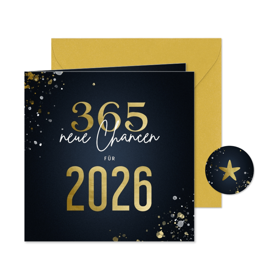 Neujahrskarte 365 neue Chancen - Karteneindruck
