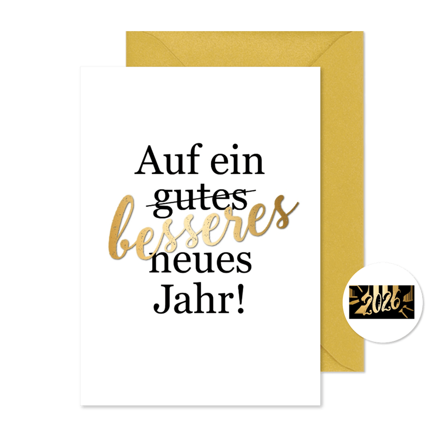 Neujahrskarte 'Auf ein besseres neues Jahr' - Karteneindruck