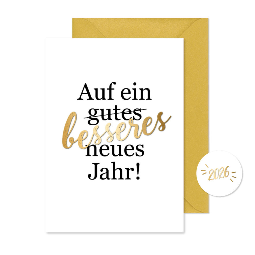 Neujahrskarte 'Auf ein besseres neues Jahr' - Karteneindruck