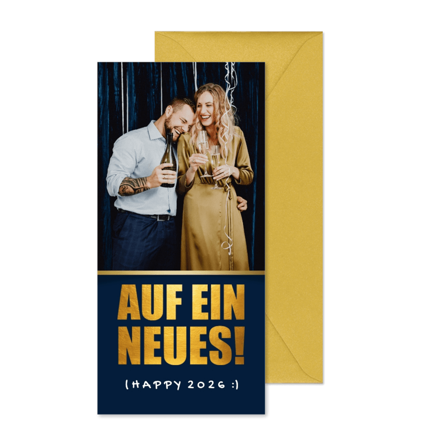Neujahrskarte 'Auf ein Neues' mit Foto - Karteneindruck