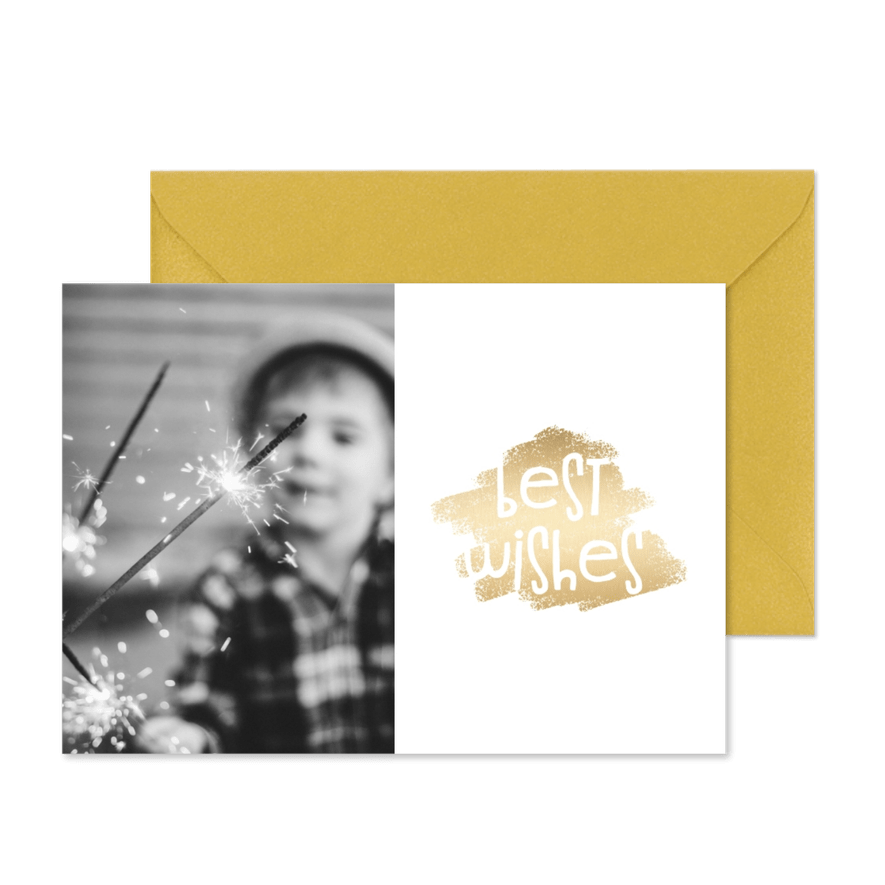 Neujahrskarte 'best wishes' mit Foto - Karteneindruck