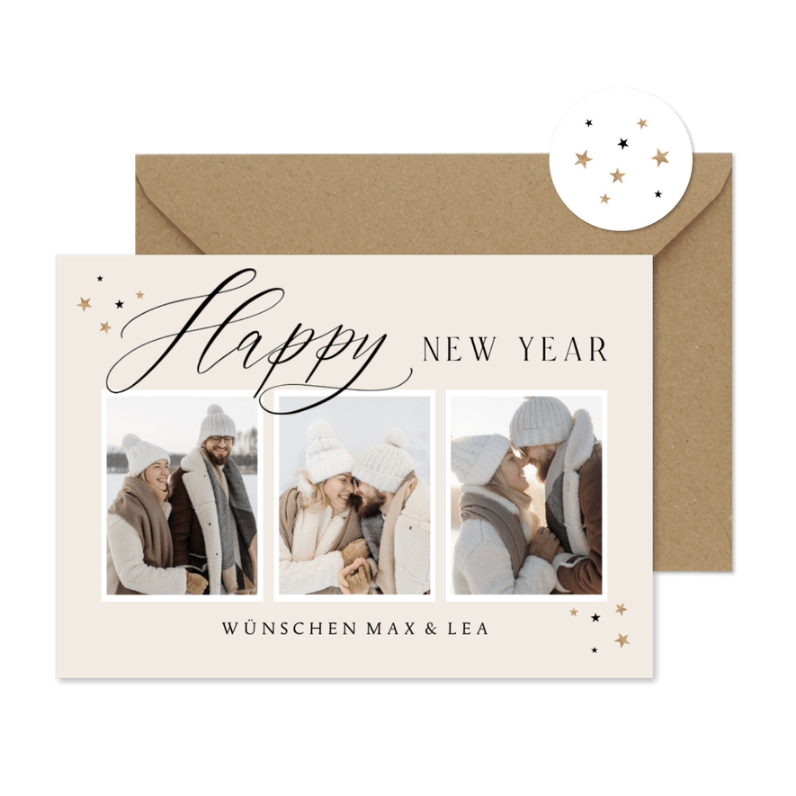 Neujahrskarte Bilderreihe 'Happy New Year' - Karteneindruck
