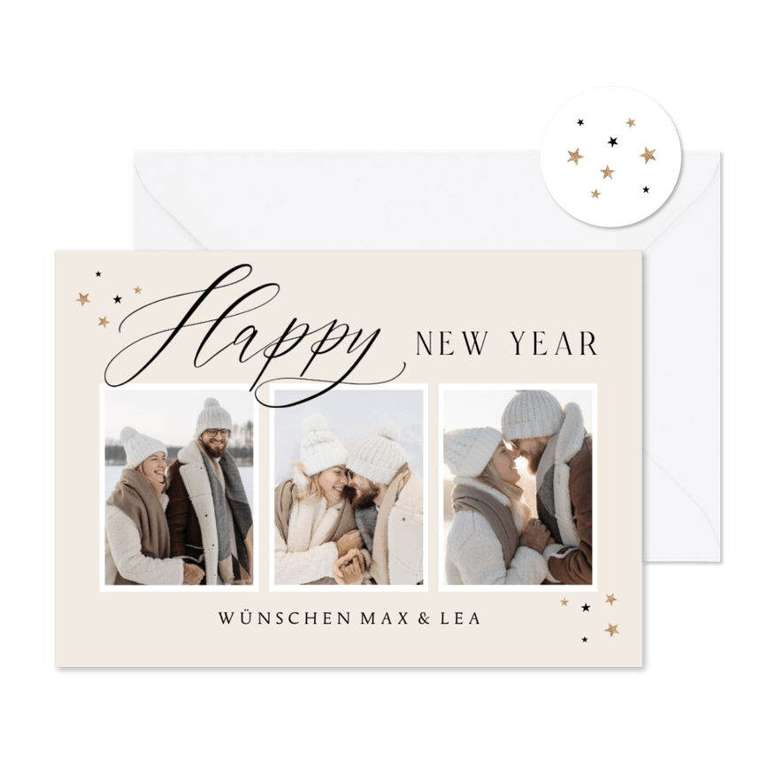 Neujahrskarte Bilderreihe 'Happy New Year' - Karteneindruck