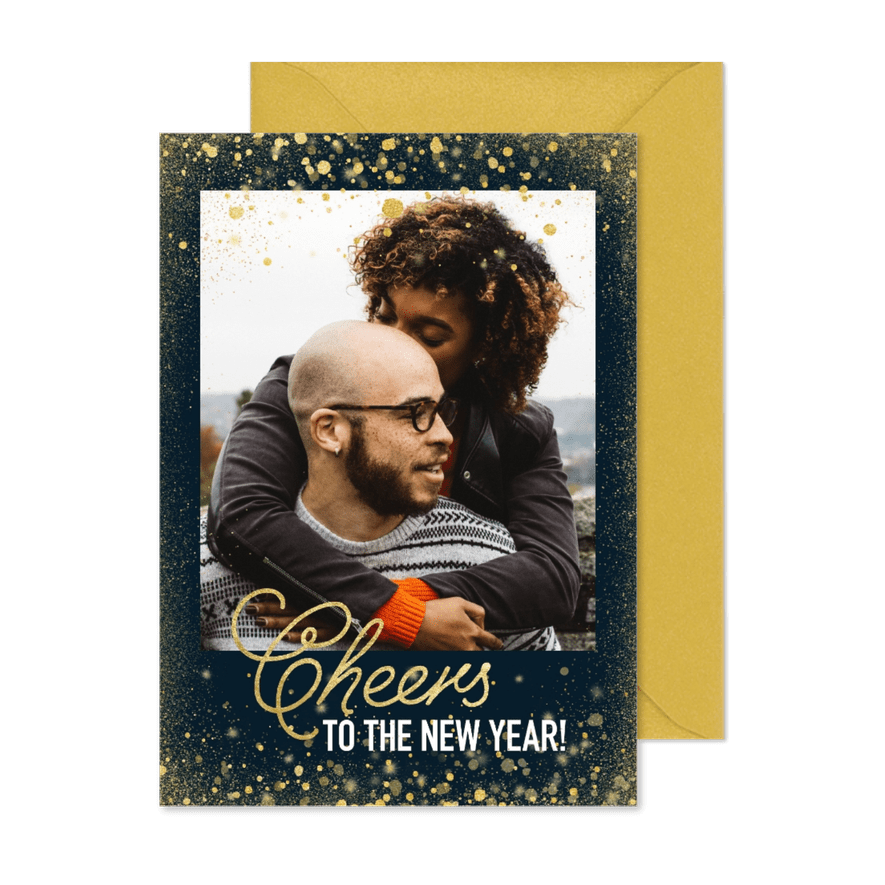 Neujahrskarte 'Cheers to the new year' mit Foto - Karteneindruck

